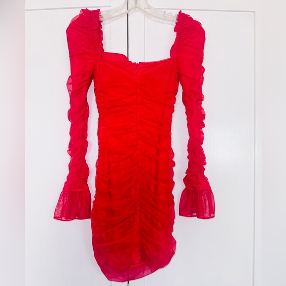 Oh Polly Ruched Mesh Cut Out Mini Dress - Picture 8 of 9